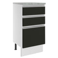 Gabinete Bajo 40 cm 3 Cajones Blanco/Negro Glamy Madesa