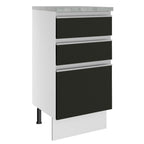 Gabinete Bajo 40 cm 3 Cajones Blanco/Negro Glamy Madesa