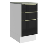 Gabinete Bajo 40 cm 3 Cajones Blanco/Negro Lux Madesa