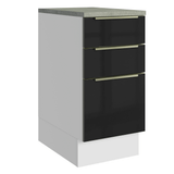 Gabinete Bajo de Cocina 40 cm 3 Cajones Blanco/Negro Lux Madesa