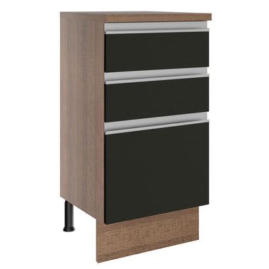 Gabinete Bajo 40 cm 3 Cajones Marrón/Negro Glamy Madesa