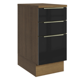 Gabinete Bajo de Cocina 40 cm 3 Cajones Marrón/Negro Lux Madesa