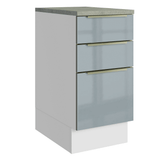 Gabinete Bajo de Cocina 40 cm 3 Cajones Blanco/Gris Lux Madesa
