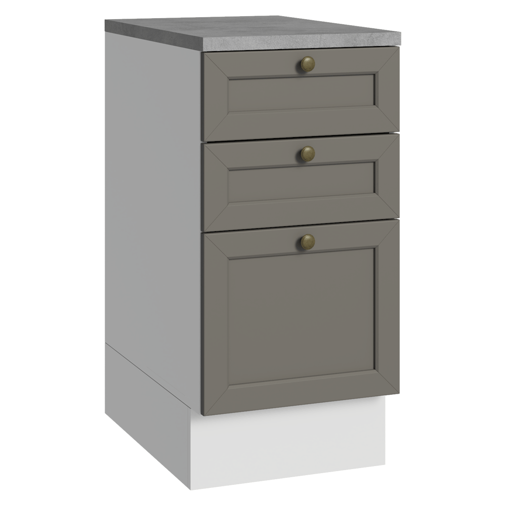 Gabinete Bajo de Cocina 40 cm 3 Cajones Blanco/Gris Vik Madesa