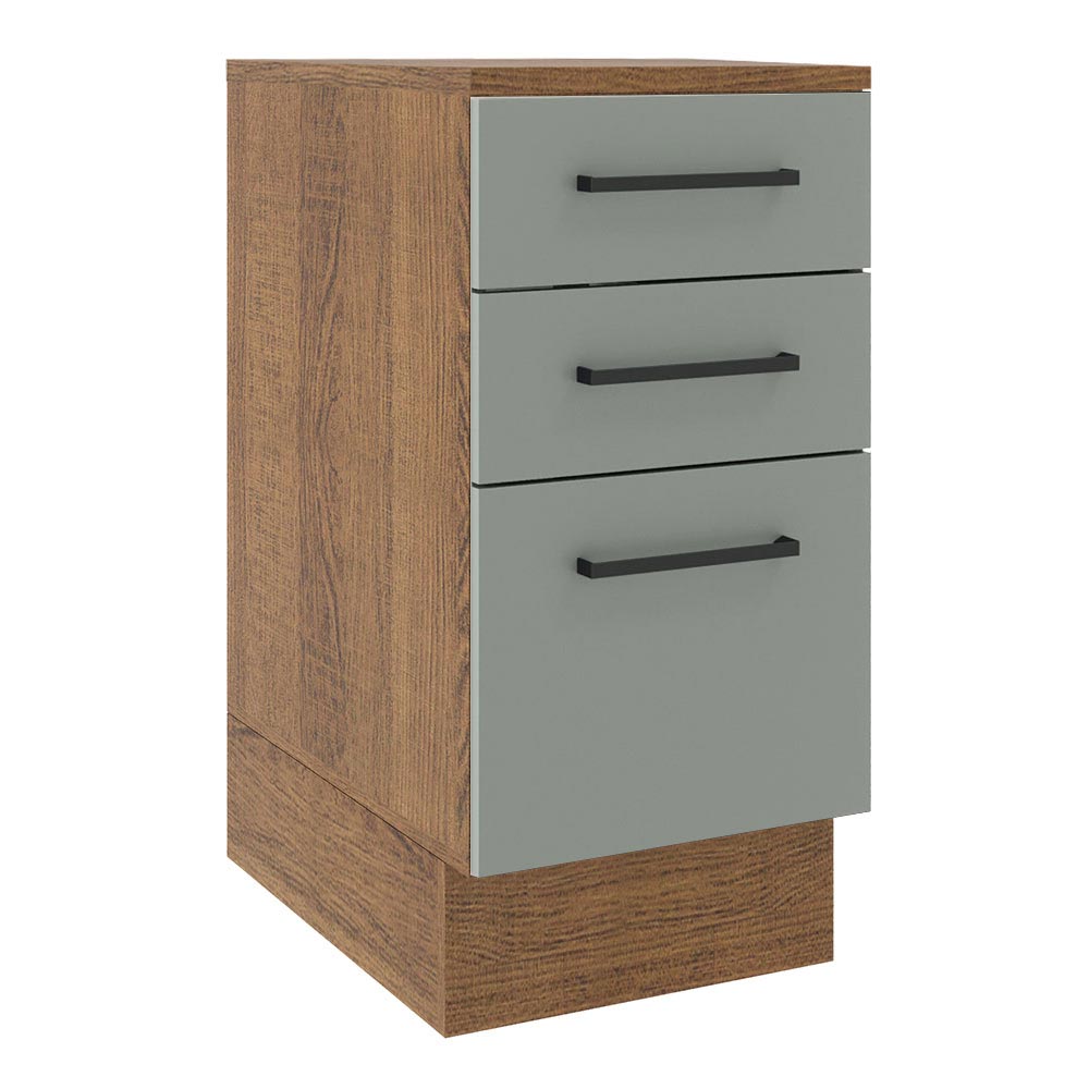 Gabinete Bajo 40 cm 3 Cajones Marrón/Gris Agata Madesa