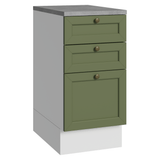 Gabinete Bajo de Cocina 40 cm 3 Cajones Blanco/Verde Vik Madesa