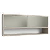 Gabinete Superior 2 Puertas Correderas Vidrio 120cm 1 Nicho Nice Crema