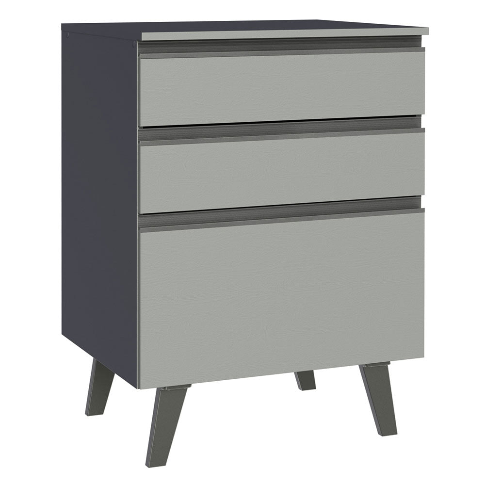 Gabinete Bajo 60 cm 3 Cajones Con Patas Gris Nice Madesa