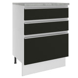 Gabinete Bajo 60 cm 3 Cajones Glamy Blanco/Negro