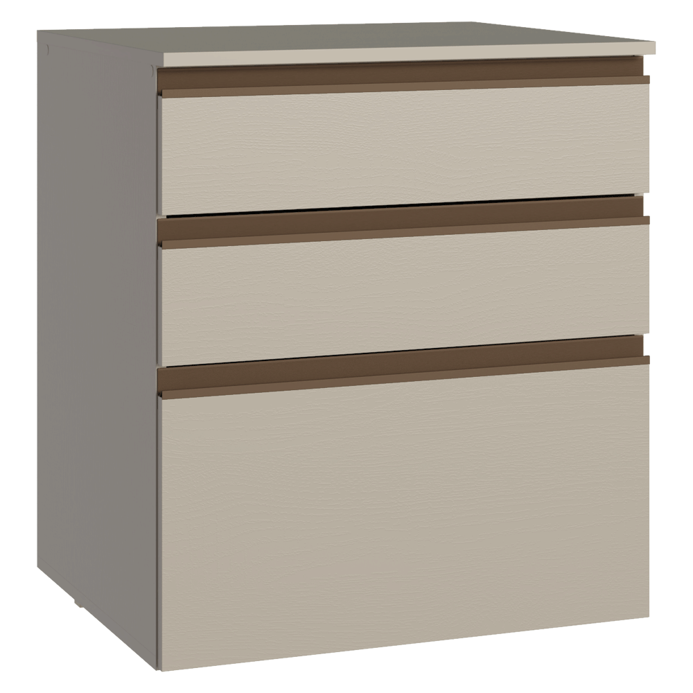 Gabinete Bajo 60 cm 3 Cajones Sin Patas Nice Crema