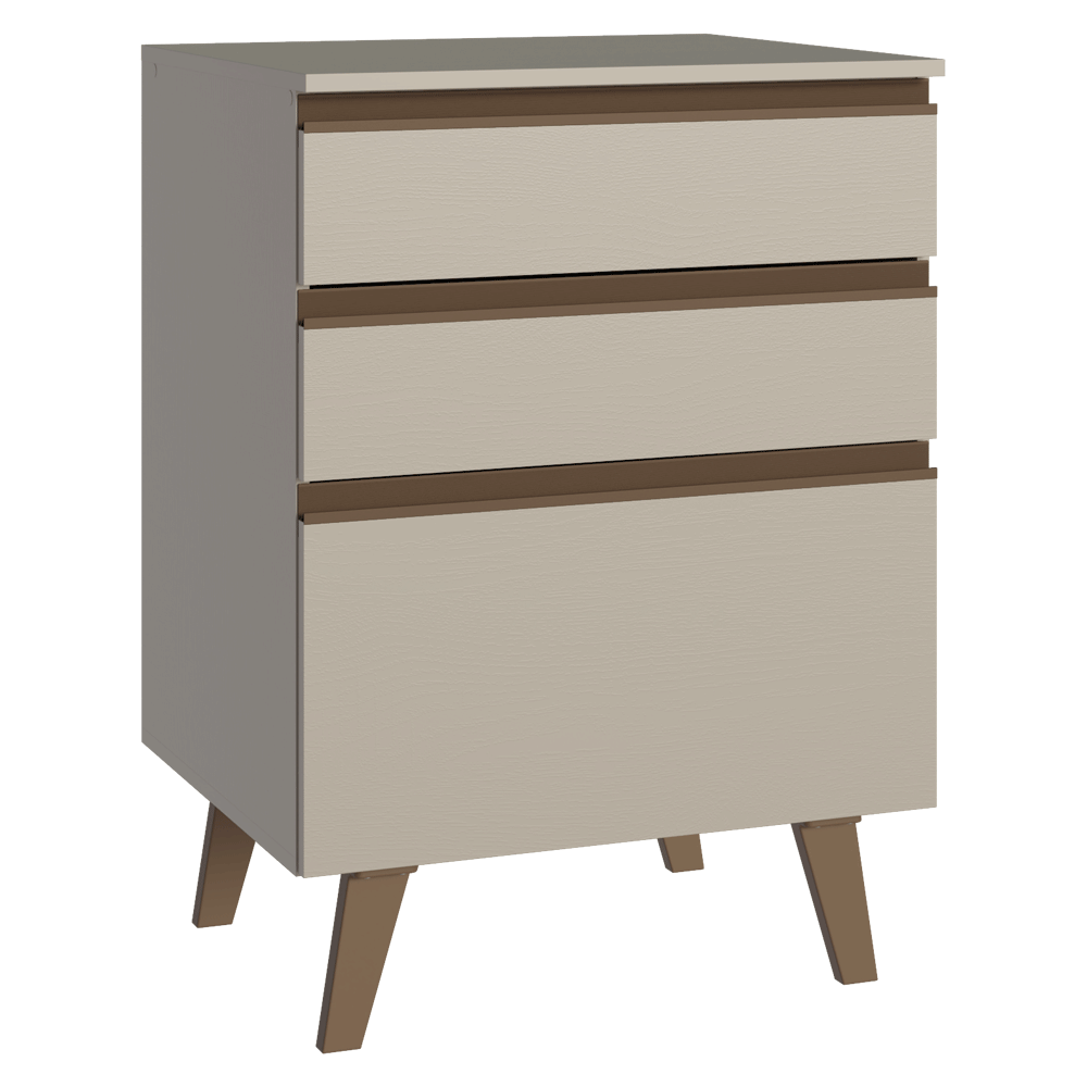 Gabinete Bajo 60 cm 3 Cajones Con Patas Nice Crema