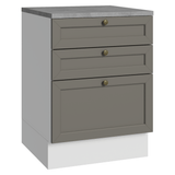 Gabinete Bajo de Cocina 60 cm 3 Cajones Blanco/Gris Vik Madesa