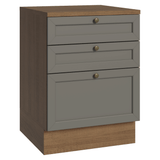 Gabinete Bajo de Cocina 60 cm 3 Cajones Marrón/Gris Vik Madesa