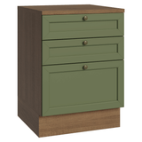 Gabinete Bajo de Cocina 60 cm 3 Cajones Marrón/Verde Vik Madesa