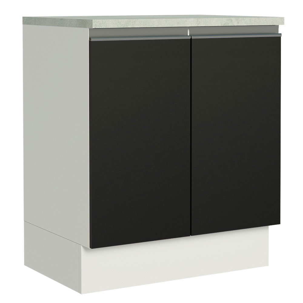 Gabinete Bajo 70 cm 2 Puertas Blanco/Negro Glamy Madesa