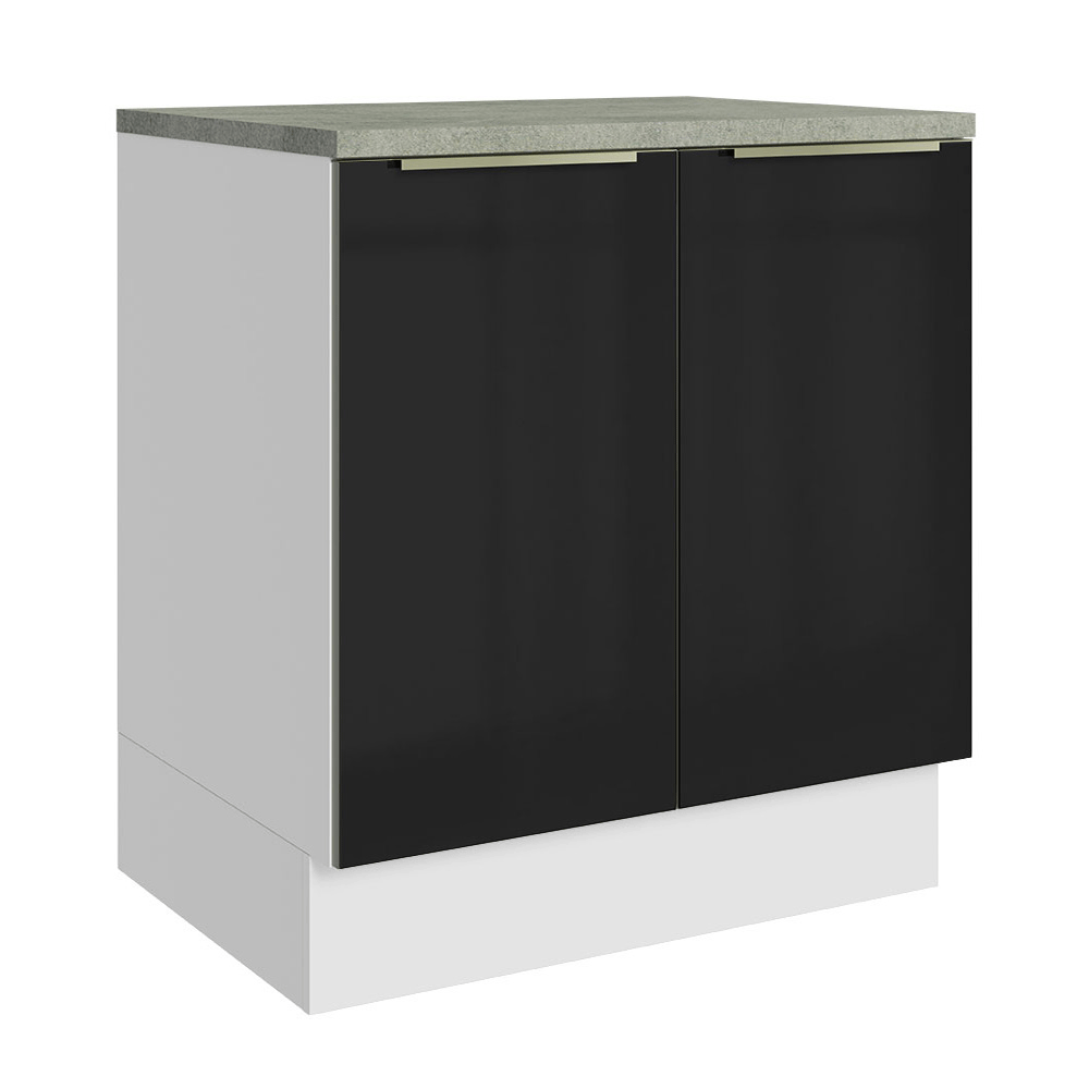 Gabinete Bajo de Cocina 70 cm 2 Puertas Blanco/Negro Lux Madesa