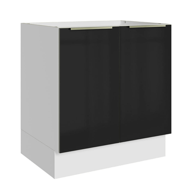 Gabinete Bajo 70 cm 2 Puertas Sin Encimera Blanco/Negro Lux Madesa