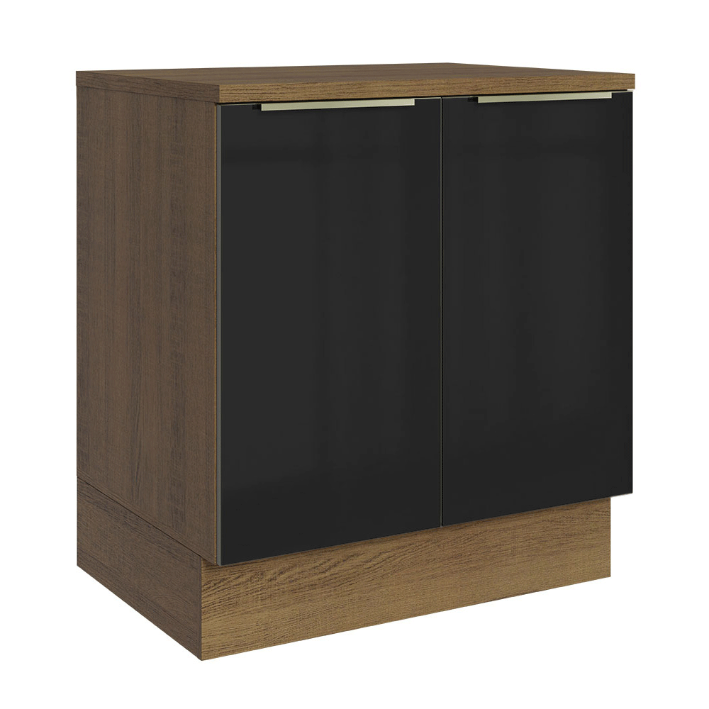 Gabinete Bajo de Cocina 70 cm 2 Puertas Marrón/Negro Lux Madesa