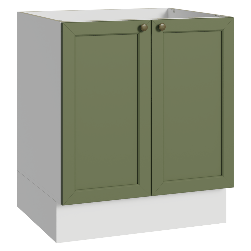 Gabinete Bajo de Cocina 70 cm 2 Puertas (Sin Encimera) Blanco/Verde Vik Madesa