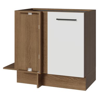 Gabinete Bajo Esquinero 94 cm 1 Puerta Sin Encimera Marrón/Blanco Agata Madesa