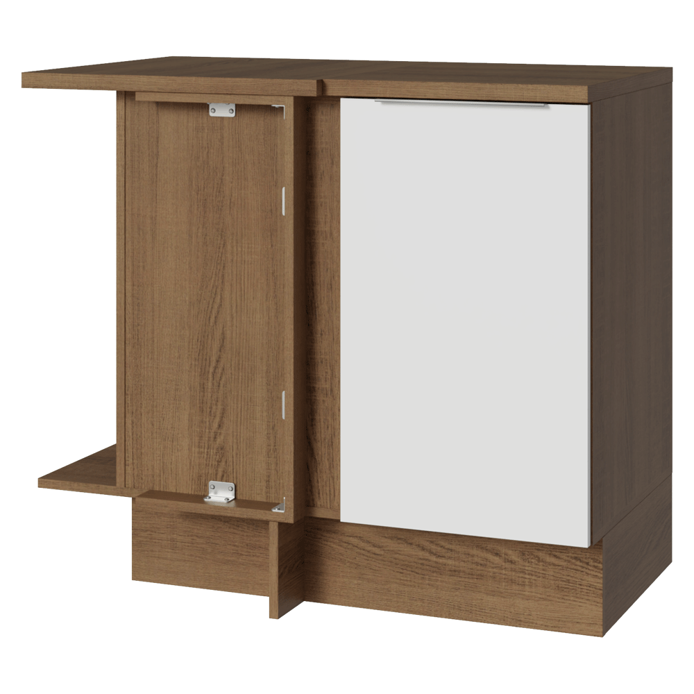 Gabinete Bajo Esquinero 94 cm 1 Puerta Marrón/Blanco Stella Madesa