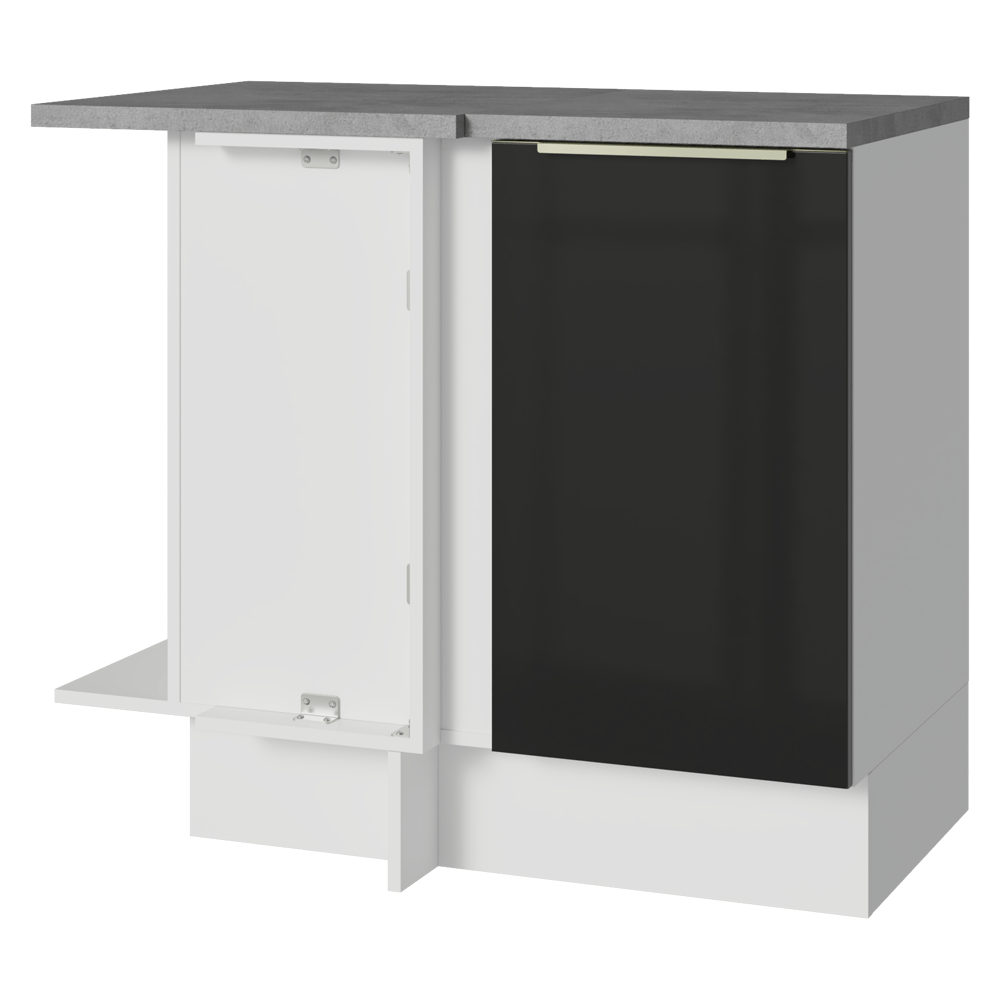 Gabinete Bajo de Esquina 1 Puerta Blanco/Negro Lux Madesa