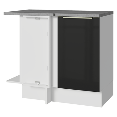 Gabinete Bajo Esquinero 94 cm 1 Puerta Blanco/Negro Lux Madesa