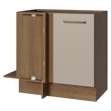 Gabinete Bajo Esquinero 94 cm 1 Puerta Sin Encimera Marrón/Crema Agata Madesa