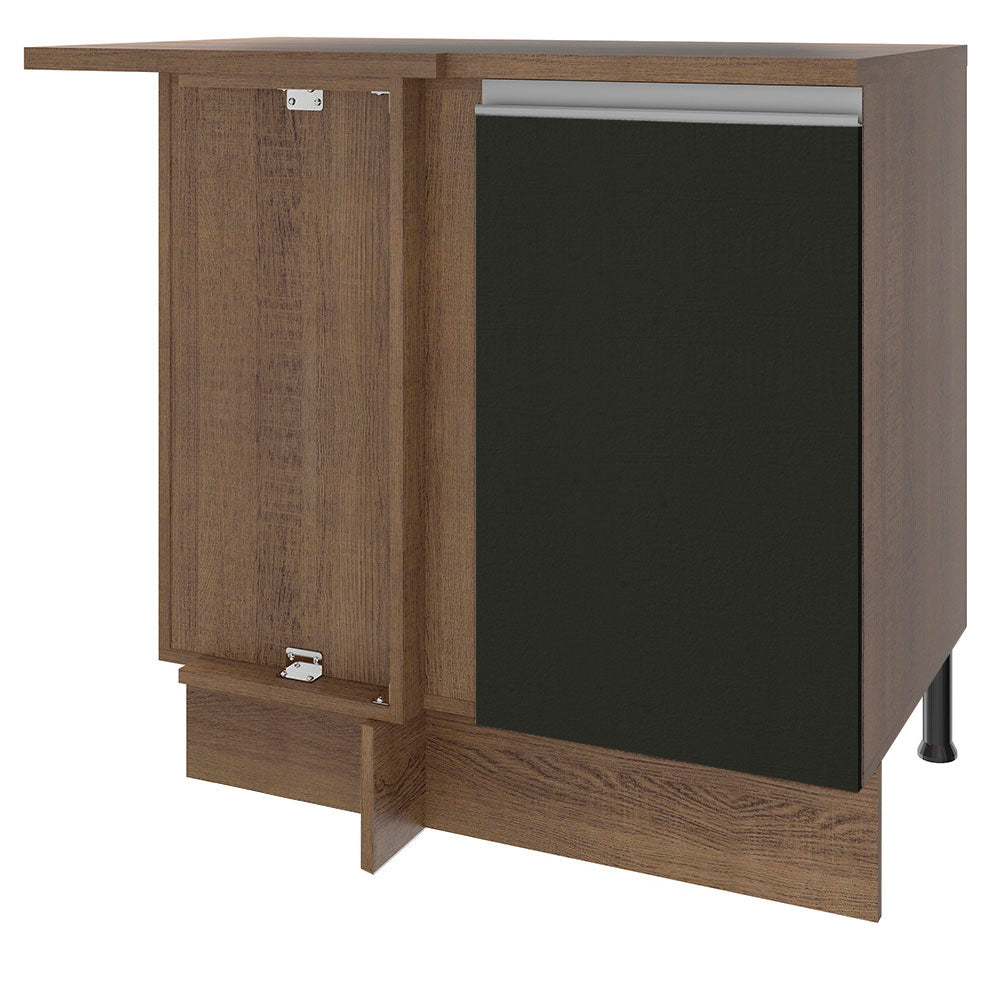 Gabinete Bajo de Esquina de Cocina con 1 Puerta Glamy Marrón/Negro