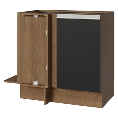 Gabinete Bajo Esquinero 94 cm 1 Puerta Sin Encimera Marrón/Negro Glamy Madesa