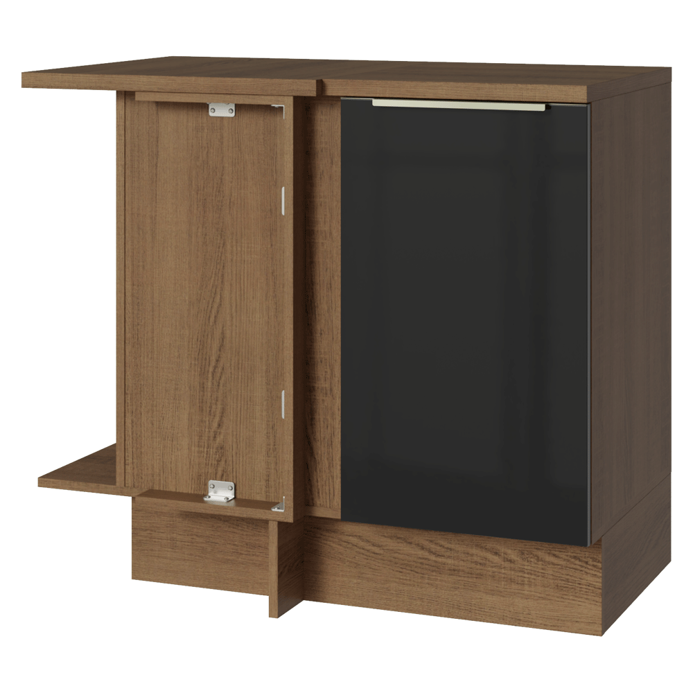 Gabinete Bajo de Esquina 1 Puerta Marrón/Negro Lux Madesa