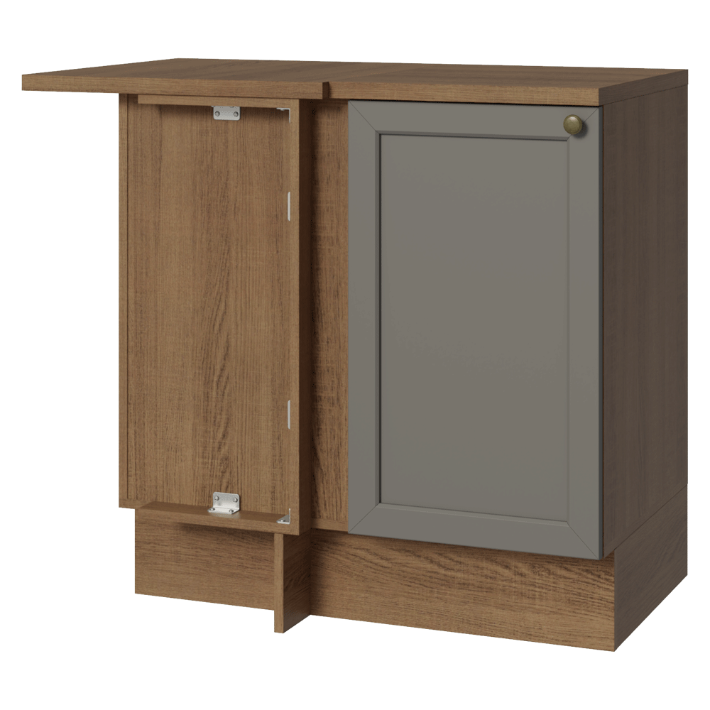 Gabinete Bajo Esquinero 1 Puerta Marrón/Gris Vik Madesa