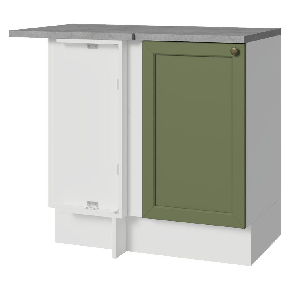 Gabinete Bajo Esquinero 1 Puerta Blanco/Verde Vik Madesa