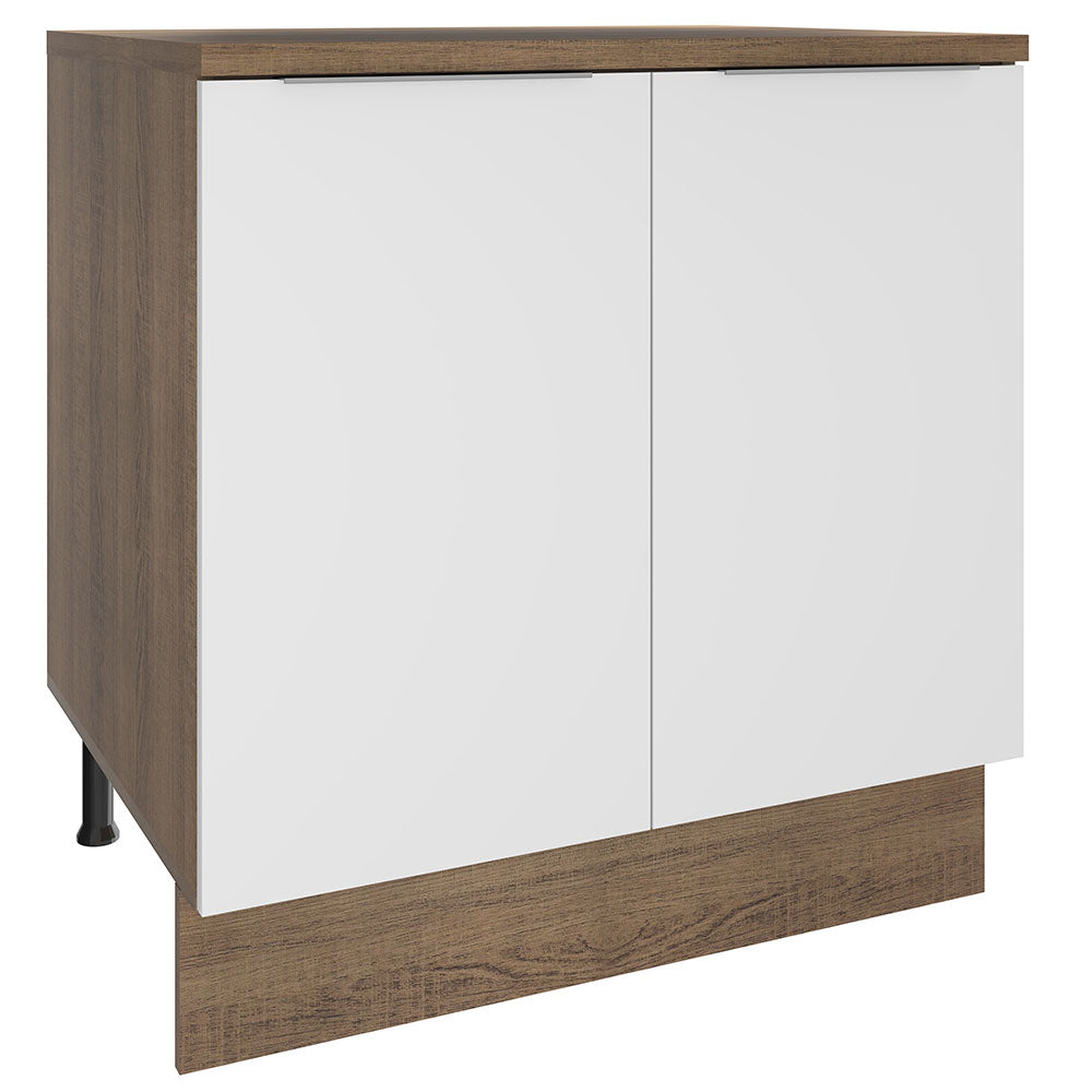 Gabinete Bajo 80 cm 2 Puertas Marrón/Blanco Stella Madesa