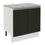 Gabinete Bajo 80 cm 2 Puertas Blanco/Negro Glamy Madesa