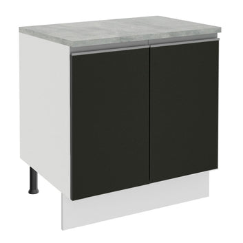 Gabinete Bajo 80 cm 2 Puertas Blanco/Negro Glamy Madesa