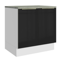 Gabinete Bajo 80 cm 2 Puertas Blanco/Negro Lux Madesa
