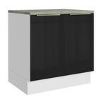 Gabinete Bajo 80 cm 2 Puertas Blanco/Negro Lux Madesa