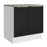 Gabinete Bajo de Cocina 80 cm 2 Puertas Blanco/Negro Lux Madesa