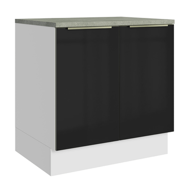 Gabinete Bajo 80 cm 2 Puertas Blanco/Negro Lux Madesa