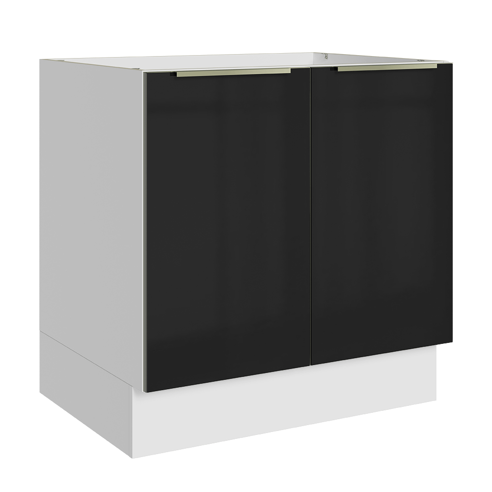 Gabinete Bajo 80 cm 2 Puertas Sin Encimera Blanco/Negro Lux Madesa