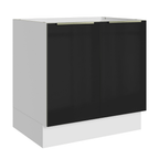 Gabinete Bajo 80 cm 2 Puertas Sin Encimera Blanco/Negro Lux Madesa