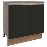 Gabinete Bajo 80 cm 2 Puertas Glamy Marrón/Negro