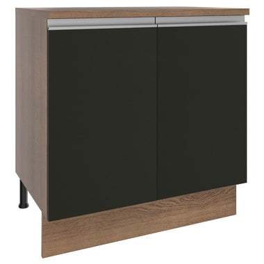 Gabinete Bajo 80 cm 2 Puertas Marrón/Negro Glamy Madesa