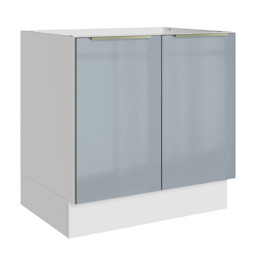 Gabinete Bajo 80 cm 2 Puertas Sin Encimera Blanco/Gris Lux Madesa