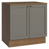 Gabinete Bajo de Cocina 80 cm 2 Puertas Marrón/Gris Vik Madesa