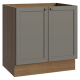 Gabinete Bajo de Cocina 80 cm 2 Puertas (Sin Encimera) Marrón/Gris Vik Madesa