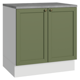 Gabinete Bajo de Cocina 80 cm 2 Puertas Blanco/Verde Vik Madesa