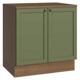 Gabinete Bajo de Cocina 80 cm 2 Puertas Marrón/Verde Vik Madesa