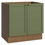 Gabinete Bajo de Cocina 80 cm 2 Puertas (Sin Encimera) Marrón/Verde Vik Madesa